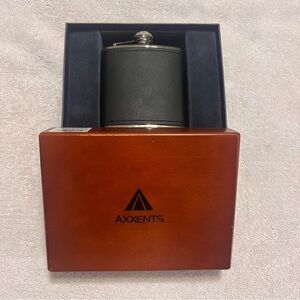 New Axxents Black and Silver stainless steel Flask